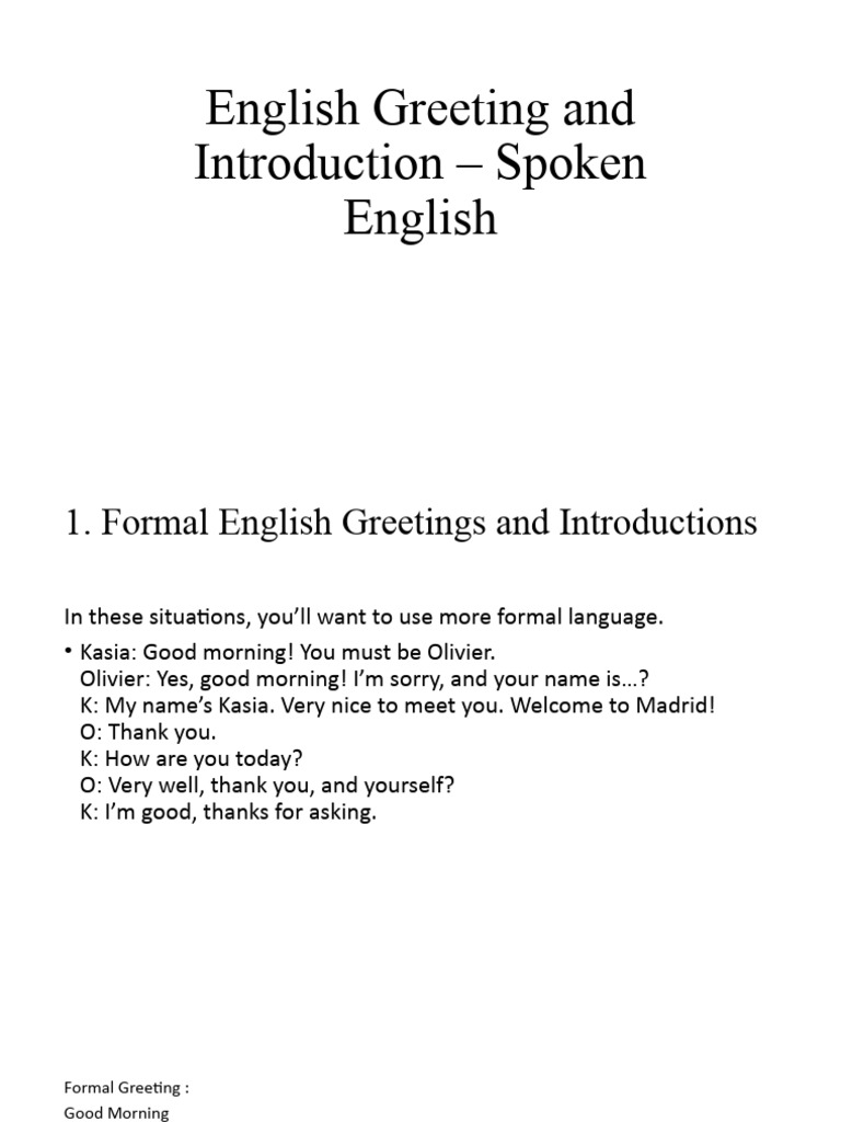 English Greetings and Introductions Guide | PDF
