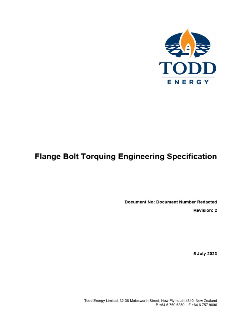 Flange Bolt Torquing Engineering Specification Pdf Screw Pipe