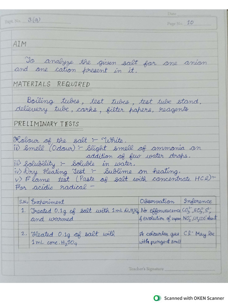 Salt Analysis Class 12 Chem | PDF