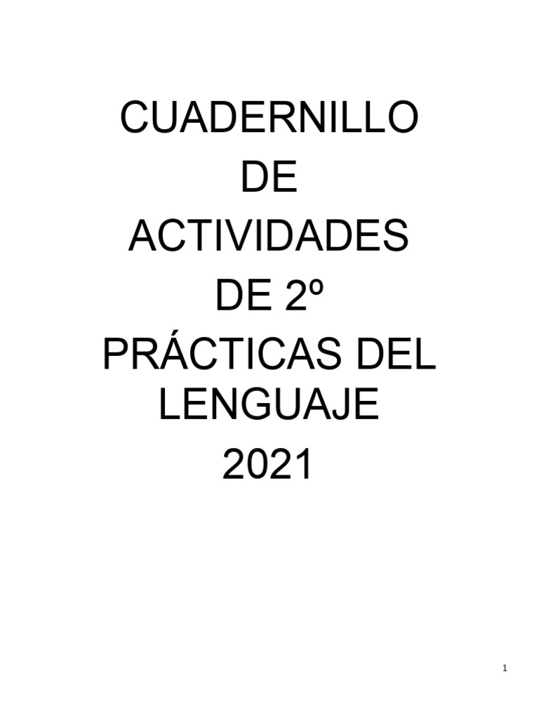 Cuadernillo DE Actividades DE 2º Prácticas Del Lenguaje 2021 | PDF