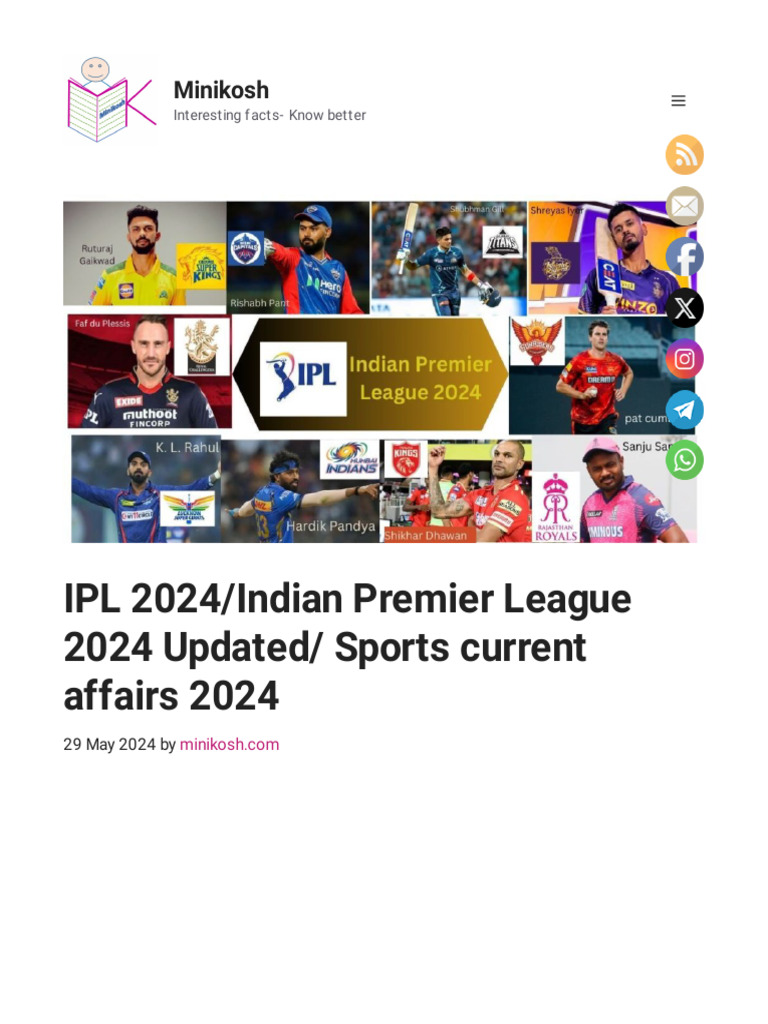 IPL 2024 - Current Affairs | PDF | Summer Sports | Athletic Sports