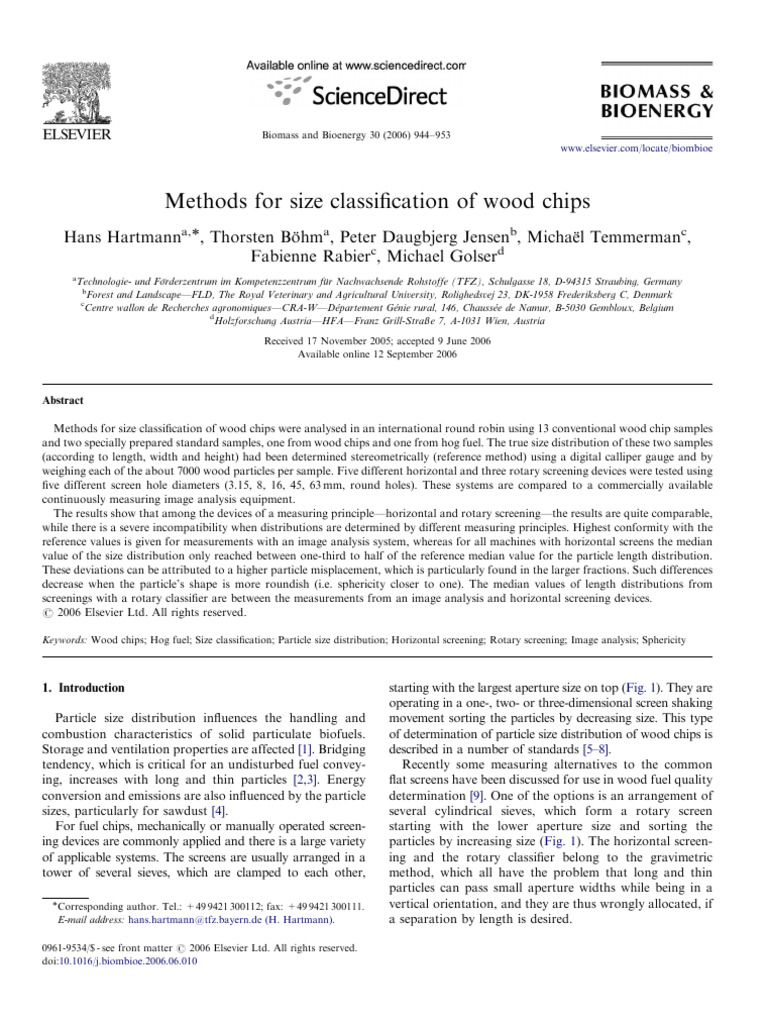 Wood Chip Size Classification Methods | PDF | Median | Particle Size ...