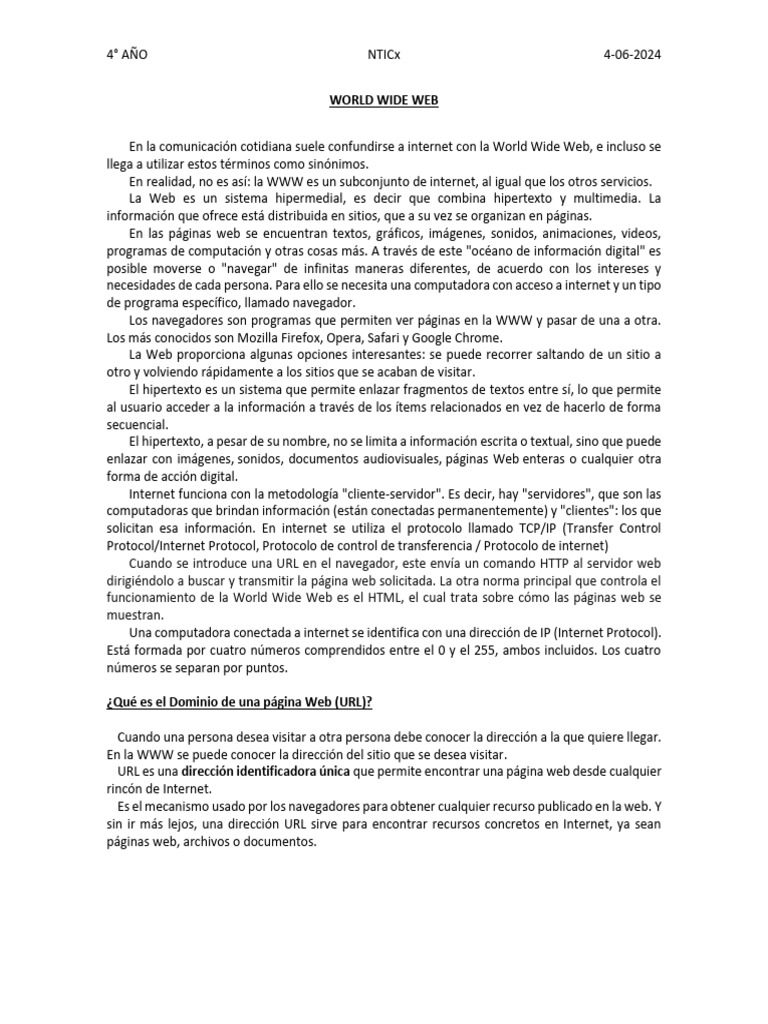 World Wide Web | PDF | Red mundial | Internet y web