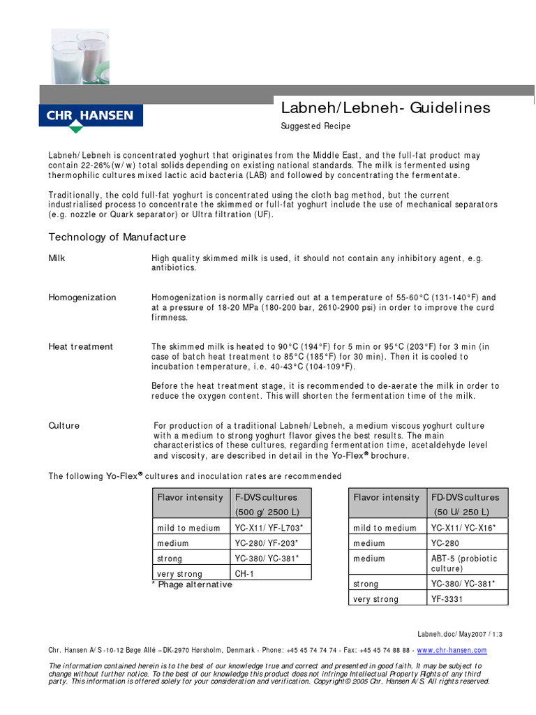 Hansen Labneh Procedures | PDF | Yogurt | Milk