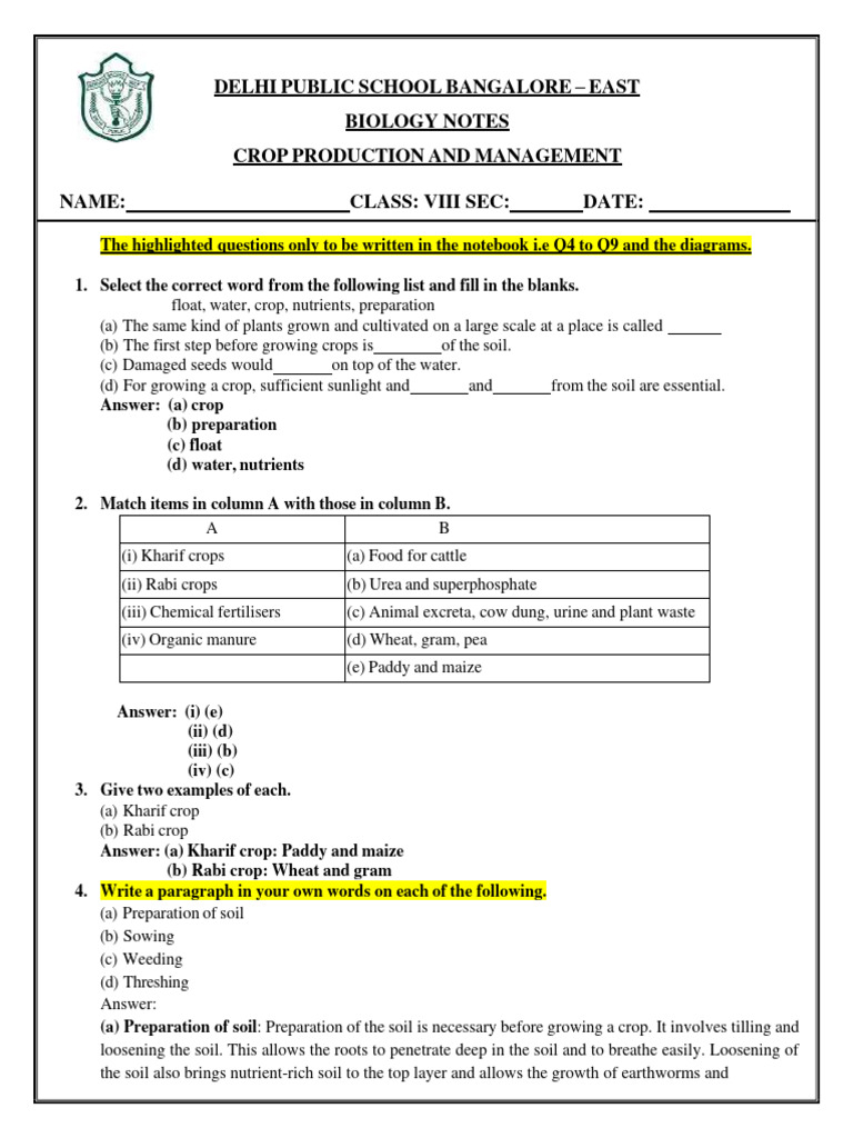 Crop Production & Management Notes | PDF | Fertilizer | Sowing
