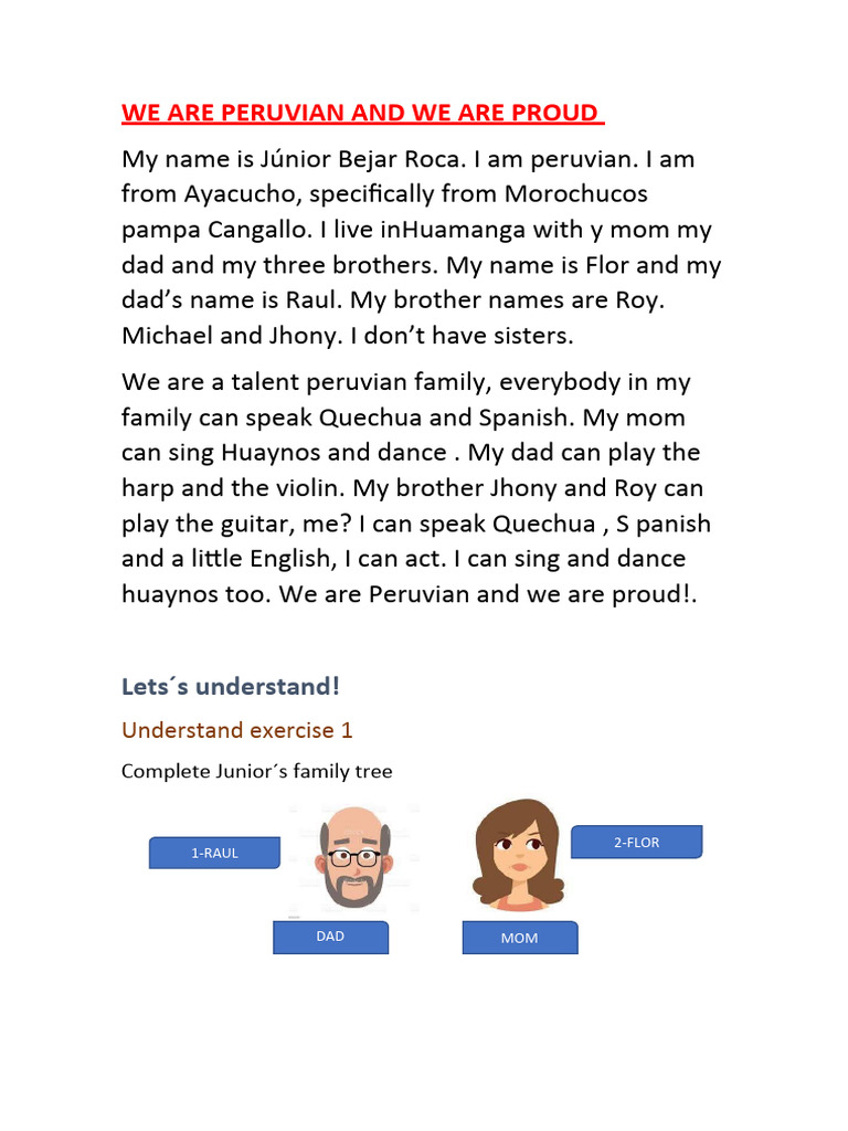 Proud Peruvian Family Talents | PDF | Language Arts & Discipline ...