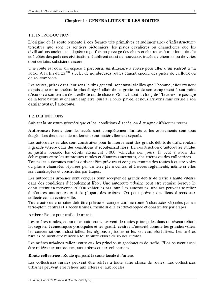 Généralités sur les routes et classifications | PDF | Sciences et ...