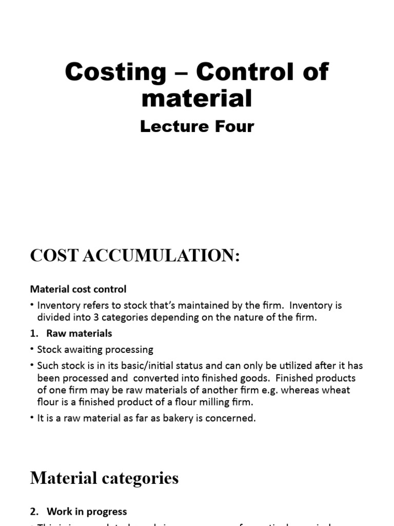Material Cost Control and Inventory Management | PDF | Business ...
