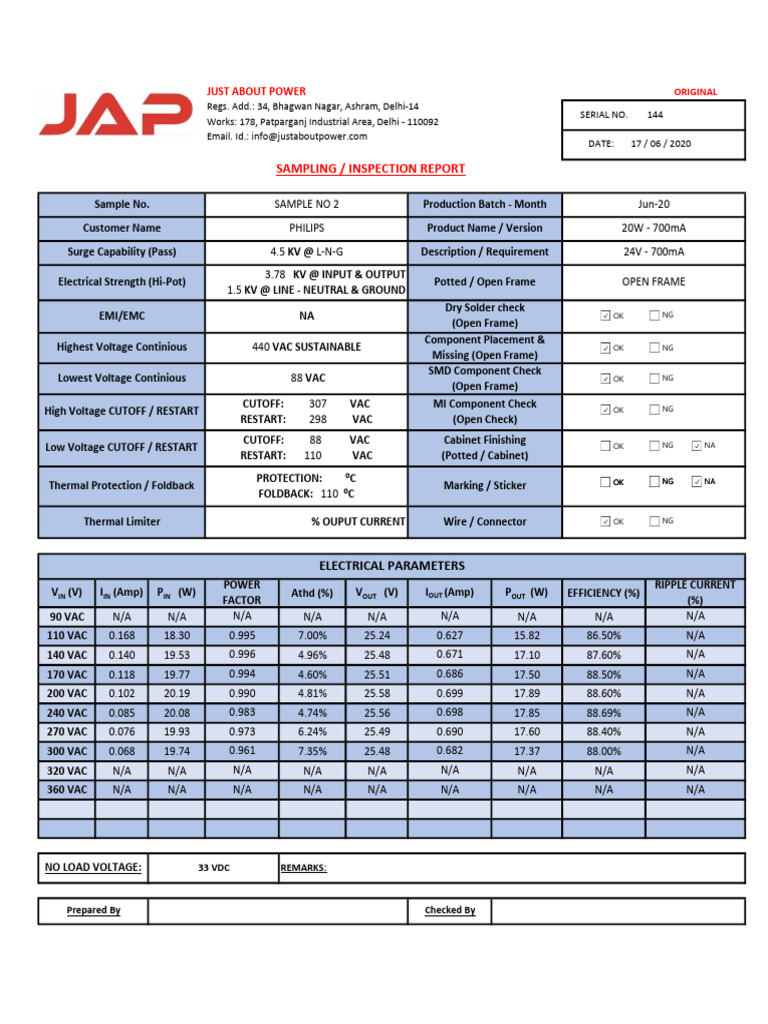 Electrical Parameters and Testing Report | PDF | Alternating Current ...