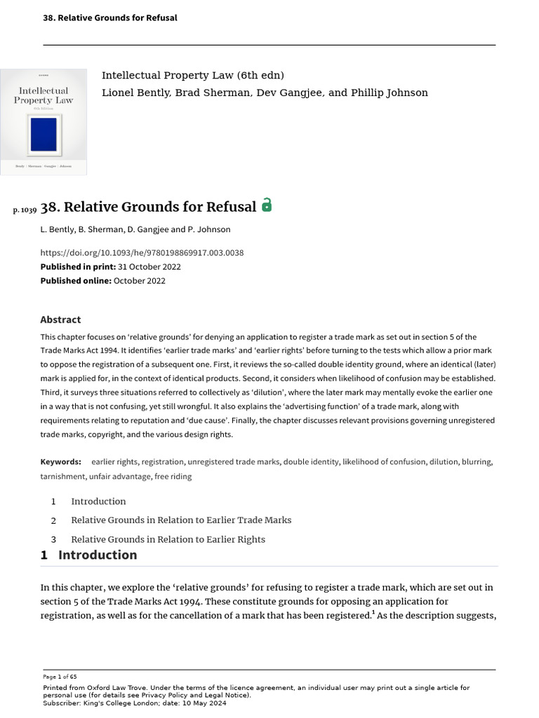 He 9780198869917 Chapter 38 | PDF | Trademark | Privacy