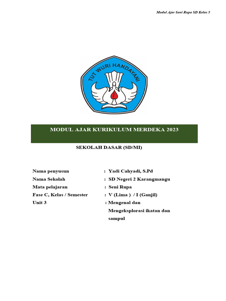 Modul Ajar Kurikulum Merdeka 2023: Sekolah Dasar (Sd/Mi) | PDF
