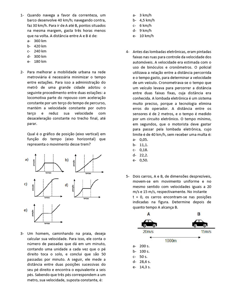 Rota Enem - Atv Fisica 1 | PDF | Tempo | Metropolitano