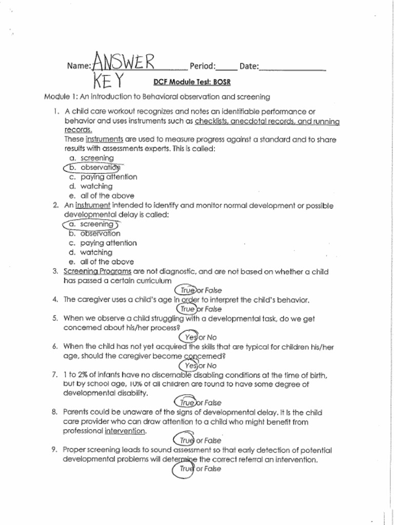 BOSR Answer Key | PDF