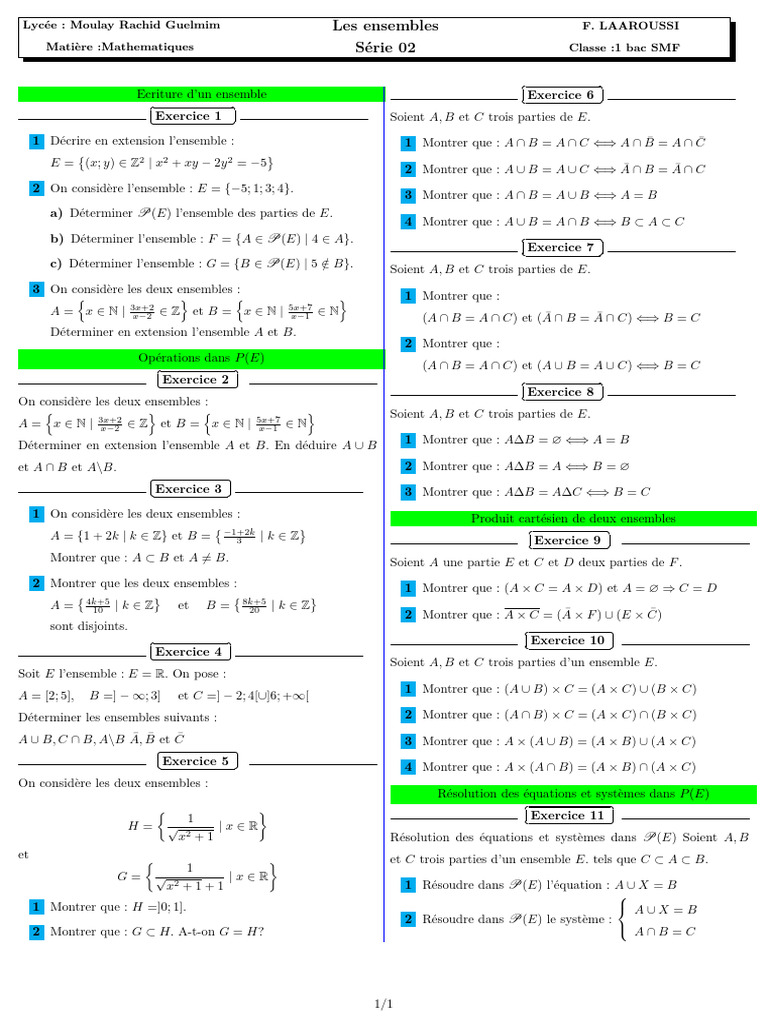 Série Les Ensembles | PDF | Concepts mathématiques | Logique mathématique