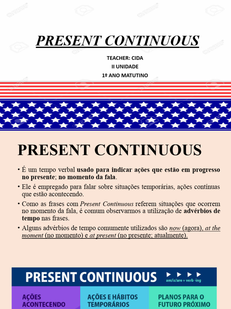 Estrutura e Uso do Present Continuous | PDF | Famílias linguísticas ...
