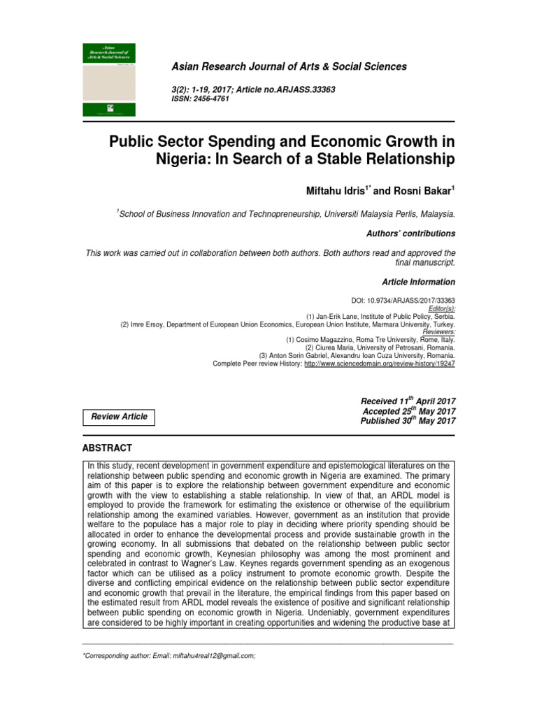 Public Sector Spending and Economic Growth in Nigeria | PDF | Fiscal ...