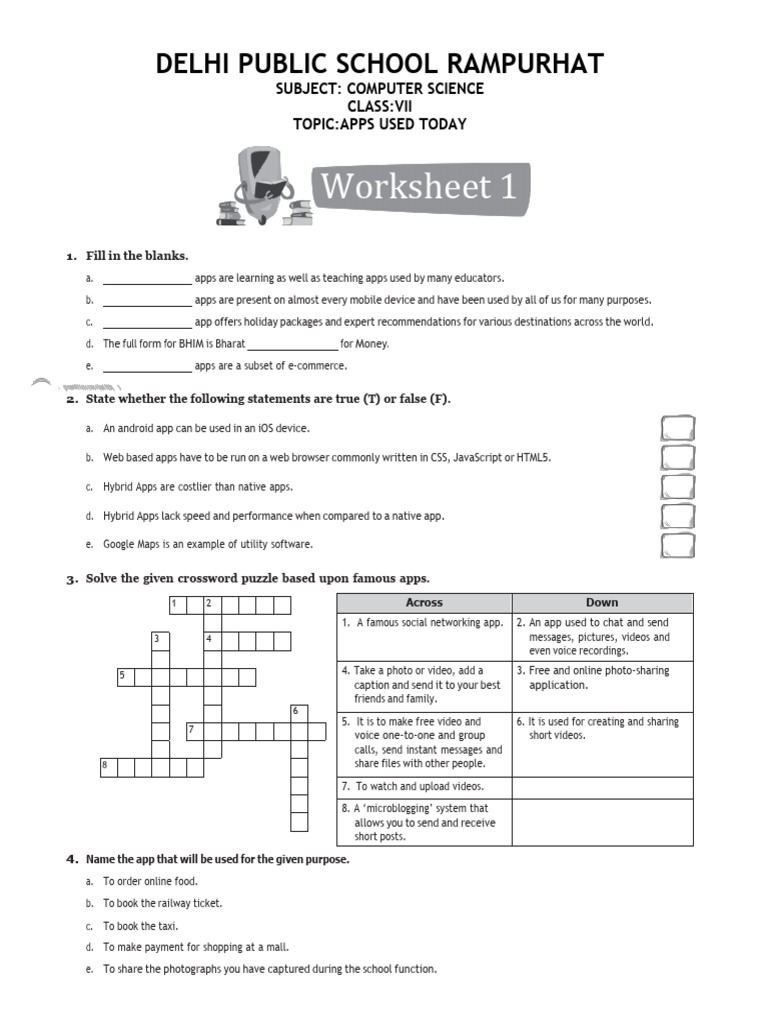 Class 7 Computer CH 9 Worksheet | PDF | Mobile App | Popular Culture ...
