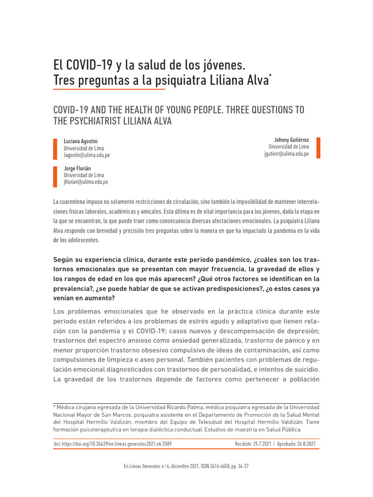 Impacto del COVID-19 en la salud juvenil | PDF | Trastorno mental ...