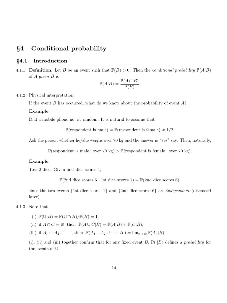 p4 Conditional Probability | PDF | Probability | Mathematical Concepts