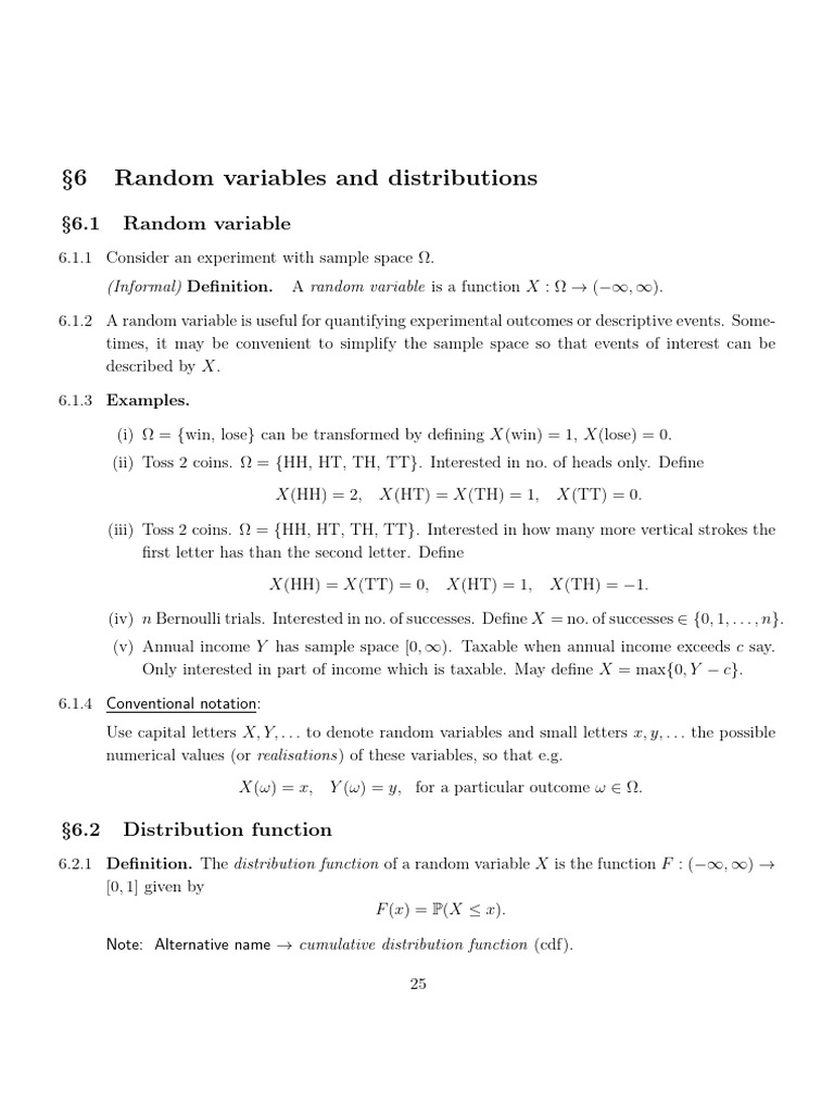 Random Variables & Distributions Guide | PDF | Probability Distribution ...