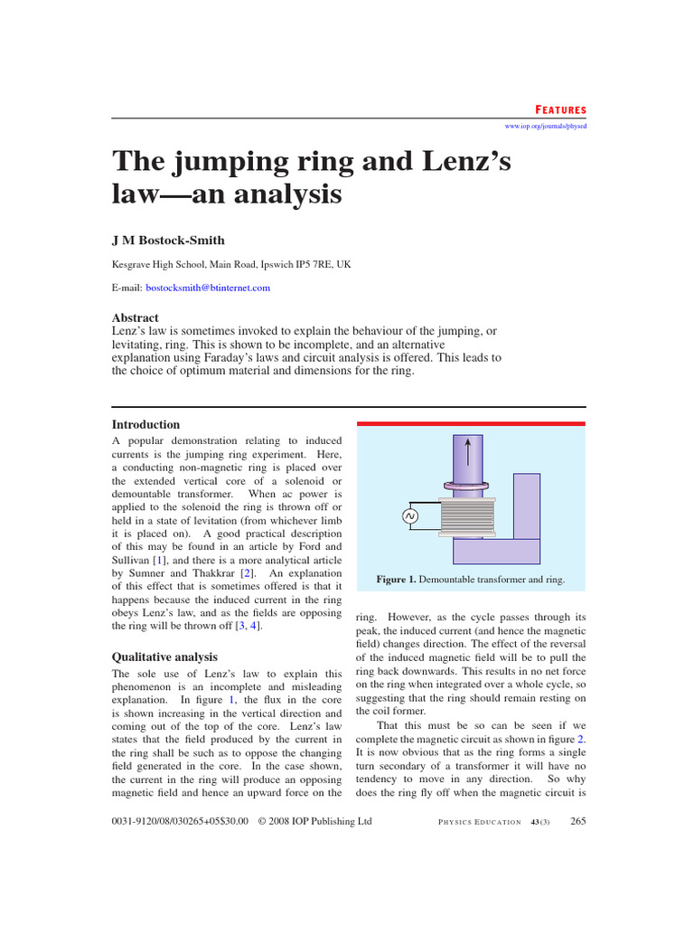 The Jumping Ring and LenzLaw | PDF | Electromagnetic Induction | Quantity