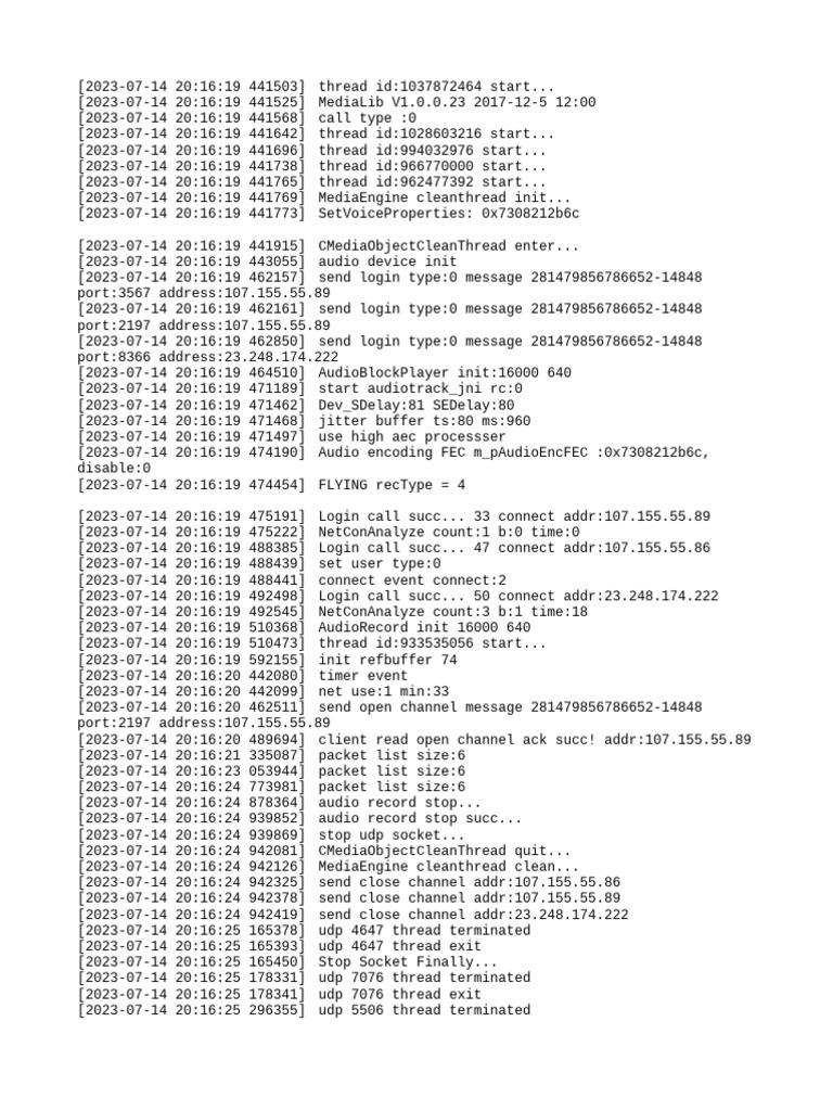 Media Engine Audio Log Analysis | PDF | Network Socket | Internet