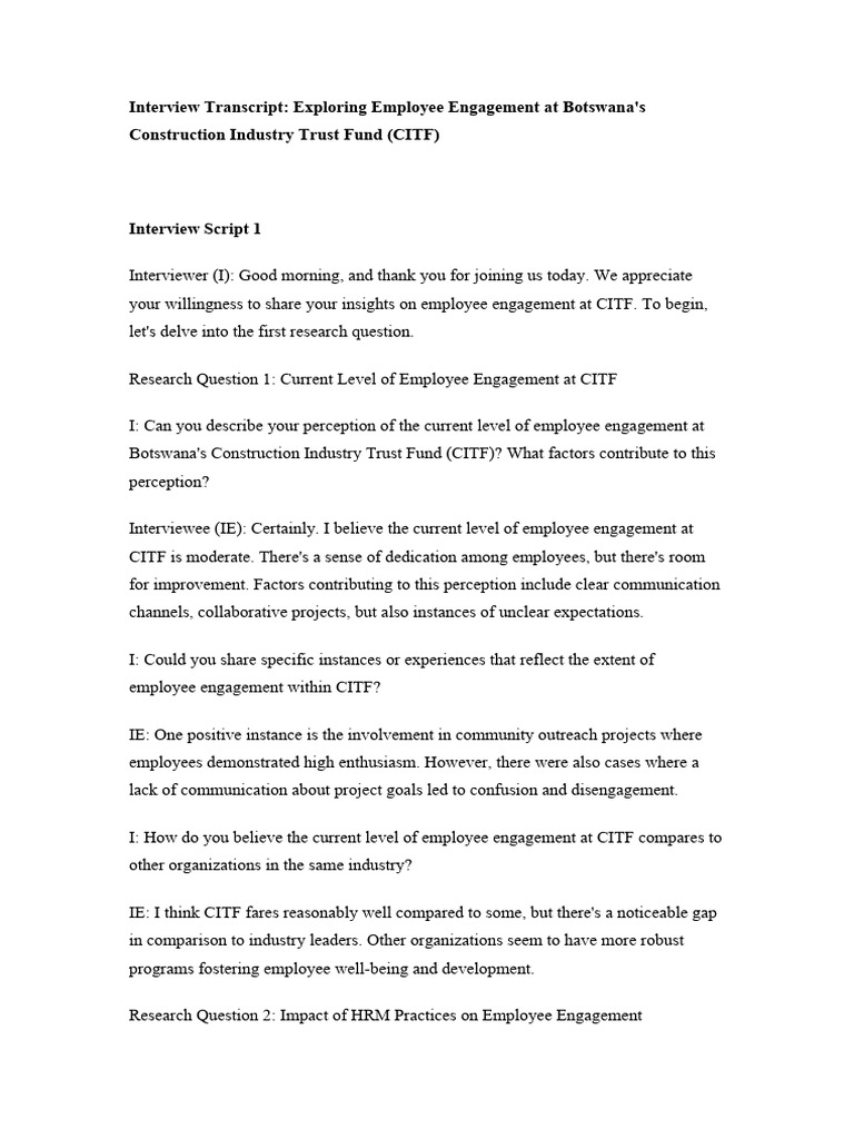 Interview Transcript | PDF | Leadership | Diversity (Business)