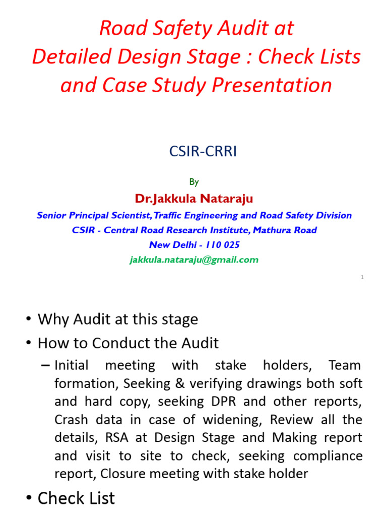 Road Safety Audit Checklist and Case Study | PDF | Intersection (Road ...