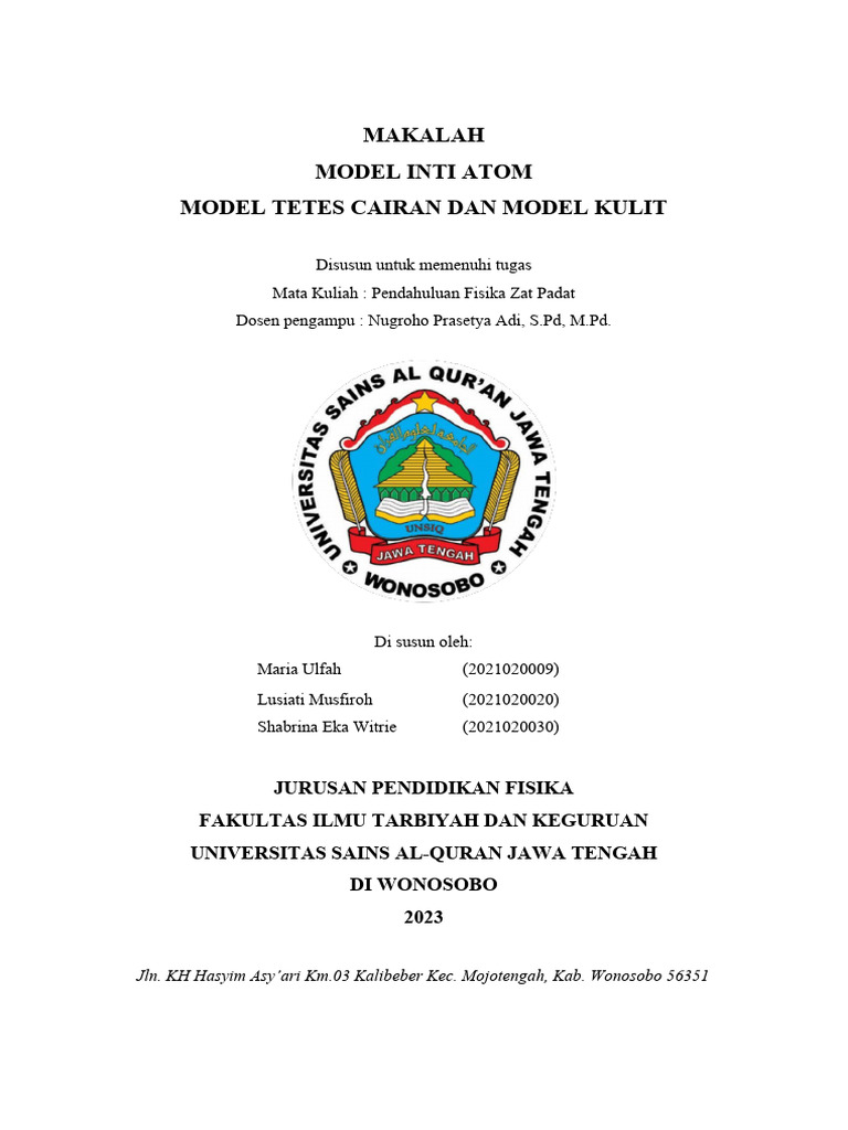 K3 - Makalah Model Inti Atom - 1 | PDF