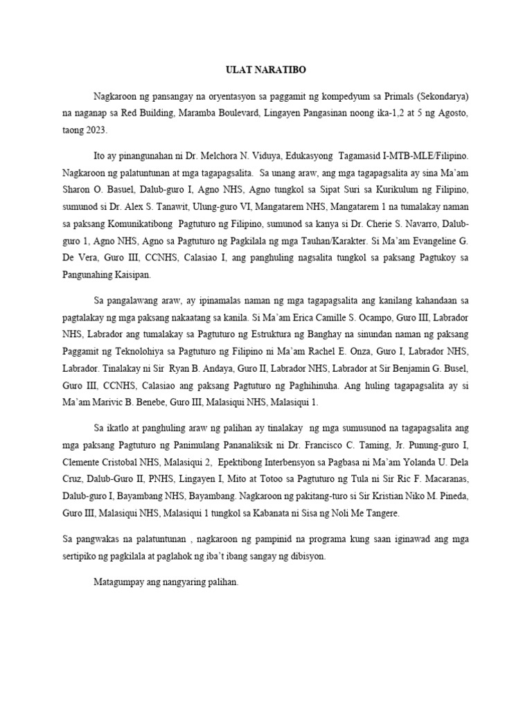 ULAT NARATIBO Primals | PDF