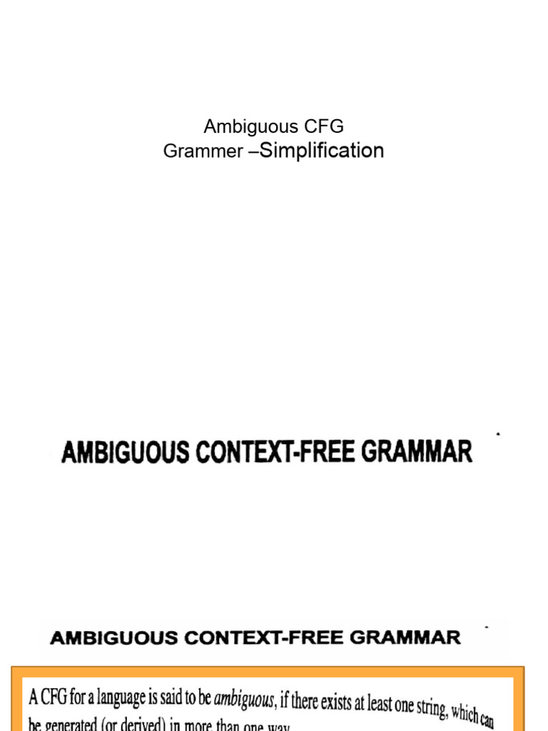 Ambiguous CFG Simplification Techniques | PDF | Theoretical Computer ...