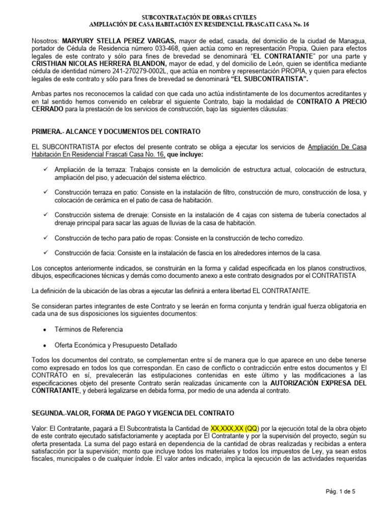 Contrato de obras civiles pdf outsourcing presupuesto