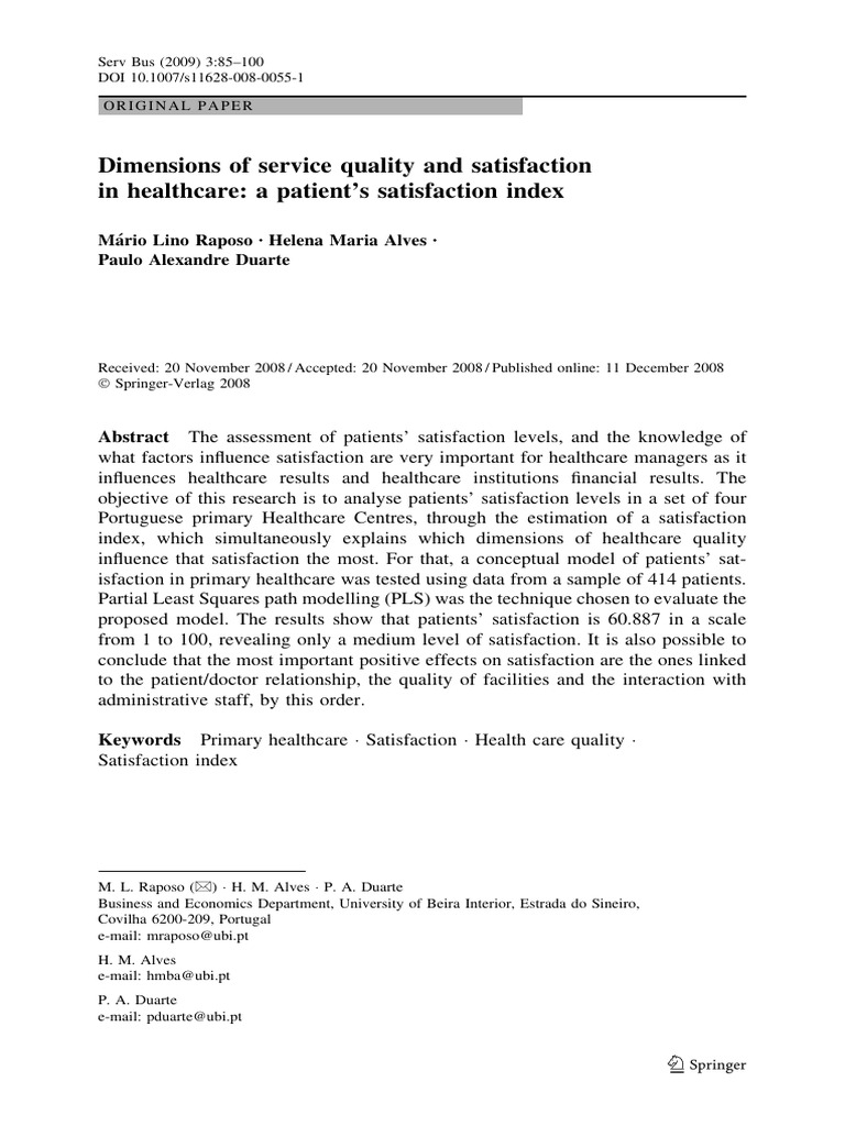 Patient Satisfaction in Primary Healthcare | PDF | Health Care ...