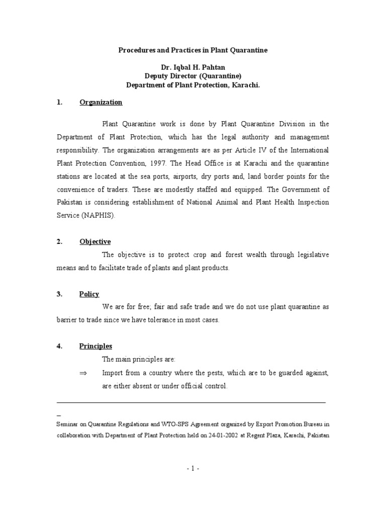 Procedures and Practices in Plant Quarantine | PDF | Quarantine | Rice