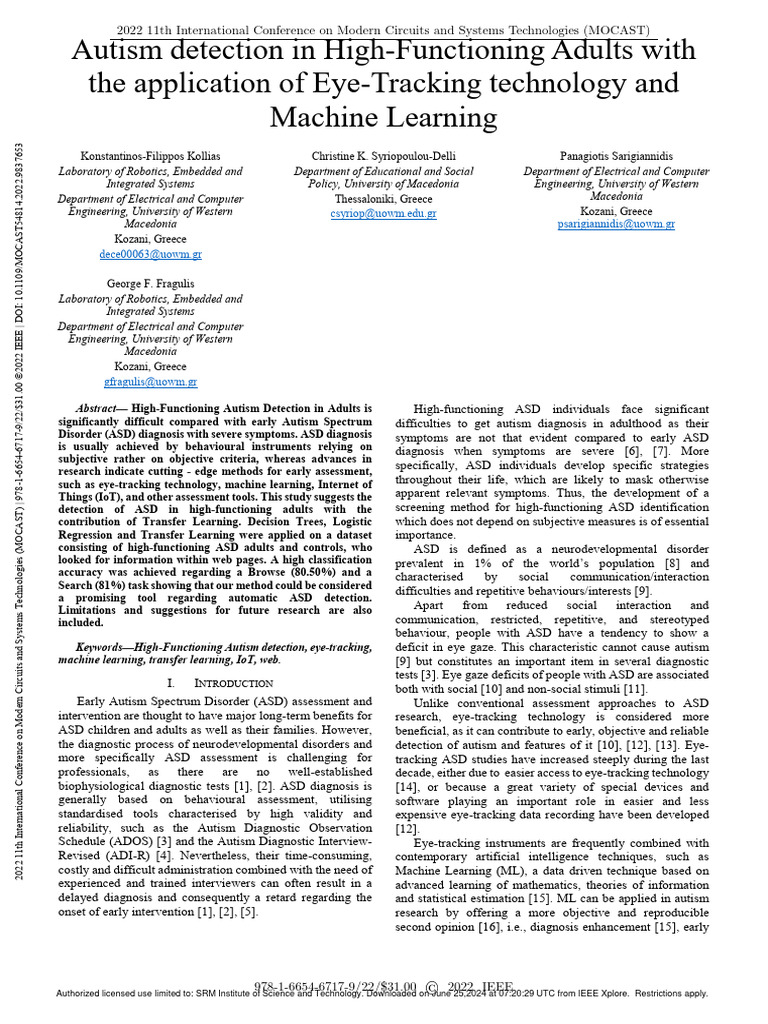 Eye-Tracking for High-Functioning Autism Detection | PDF | Autism ...