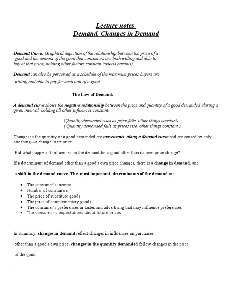 Demand and Supply Changes Explained | PDF | Supply And Demand | Supply ...