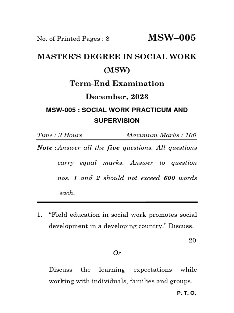 MSW-005 Dec 2023 | PDF | Social Work | Communication