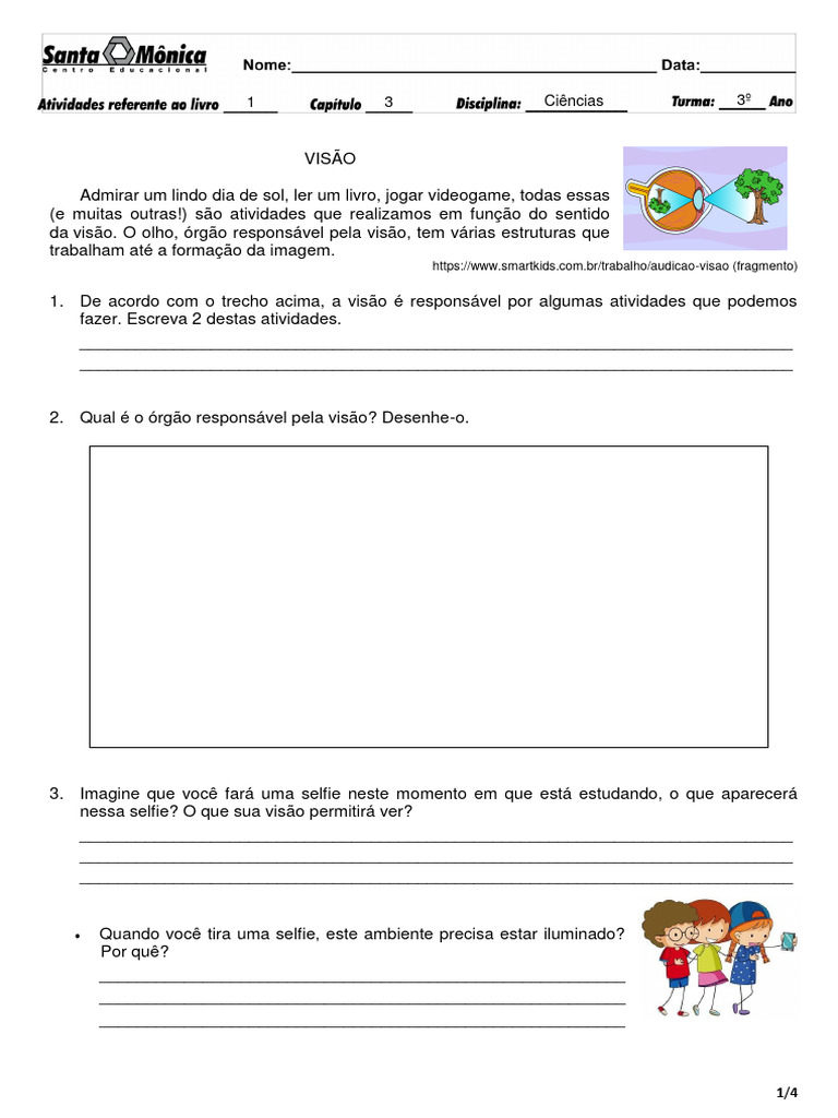 Atividades sobre Visão e Fontes Luminosa | PDF | Olho | Sistema visual