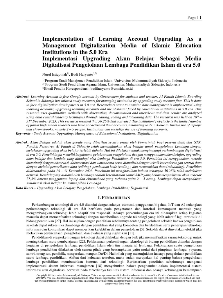 Implementation of Learning Account Upgrading As A Management ...