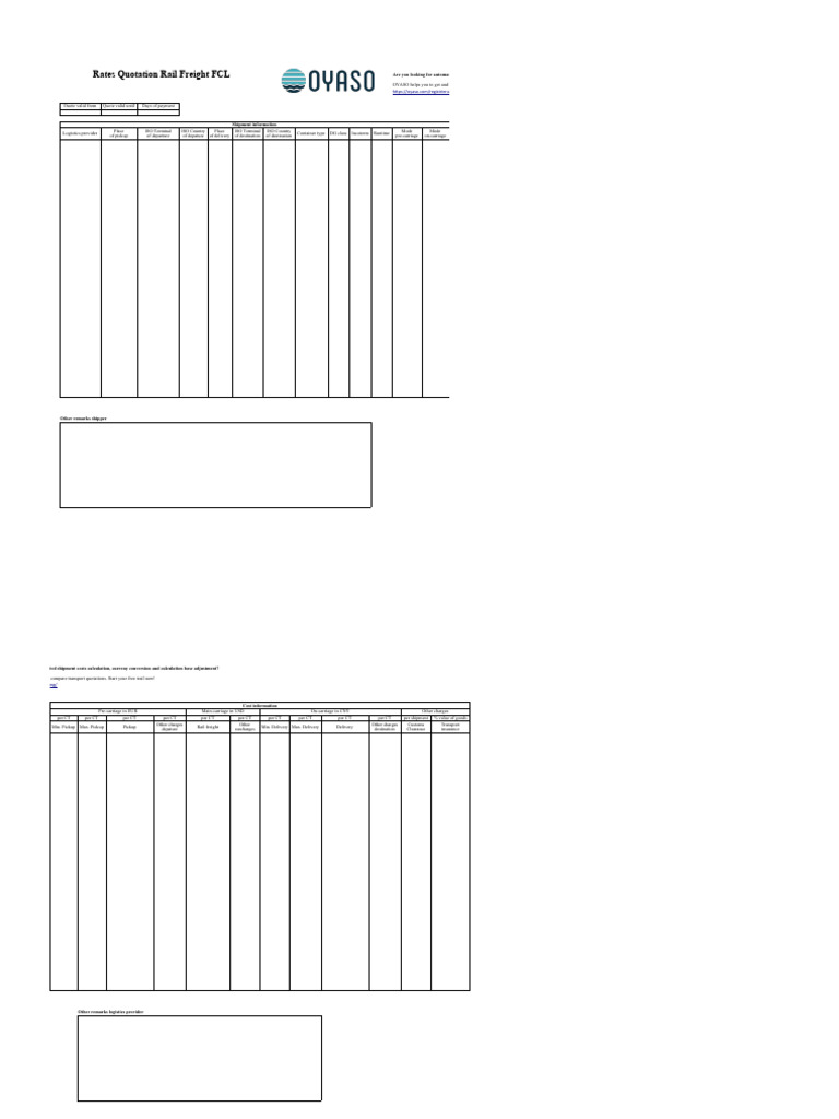 Rail Freight FCL Rates Quotation | PDF | Cargo | Logistics