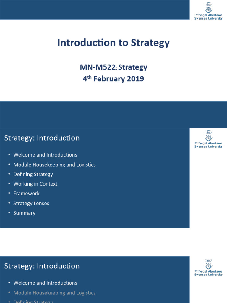 Strategy Module Overview 2019 | PDF | Strategic Management | Business