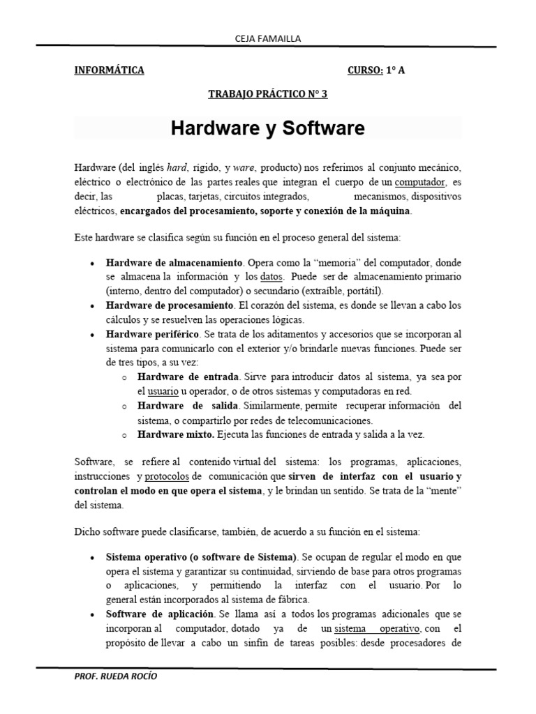T P #3 - Hardware - Software | PDF | Hardware de la computadora ...