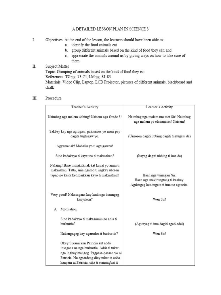 A Detailed Lesson Plan in Science 3 | PDF