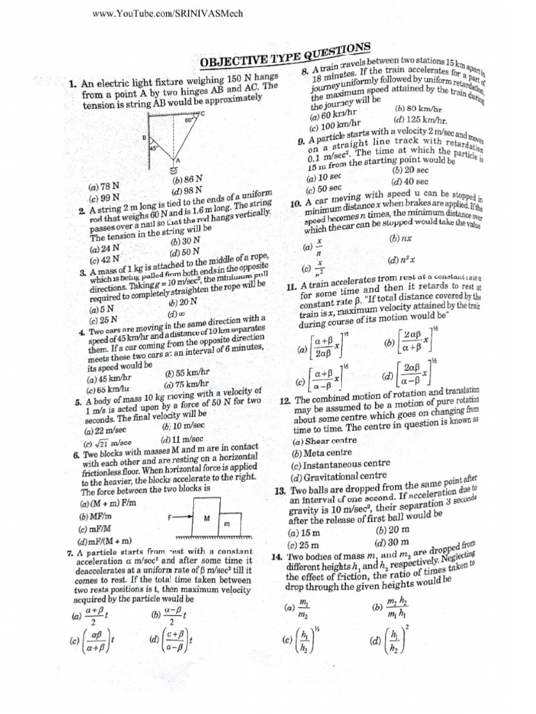 Engineering Mechanics Bit Bank by SRINIVASMech | PDF