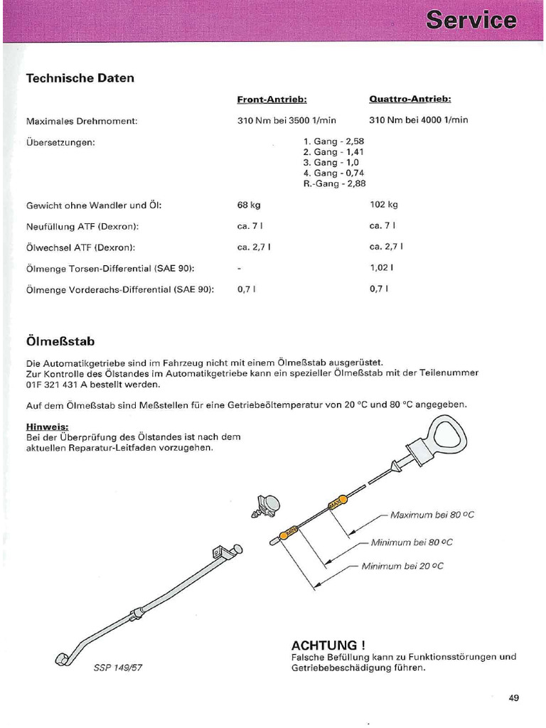 Automatik Getriebe Service | PDF