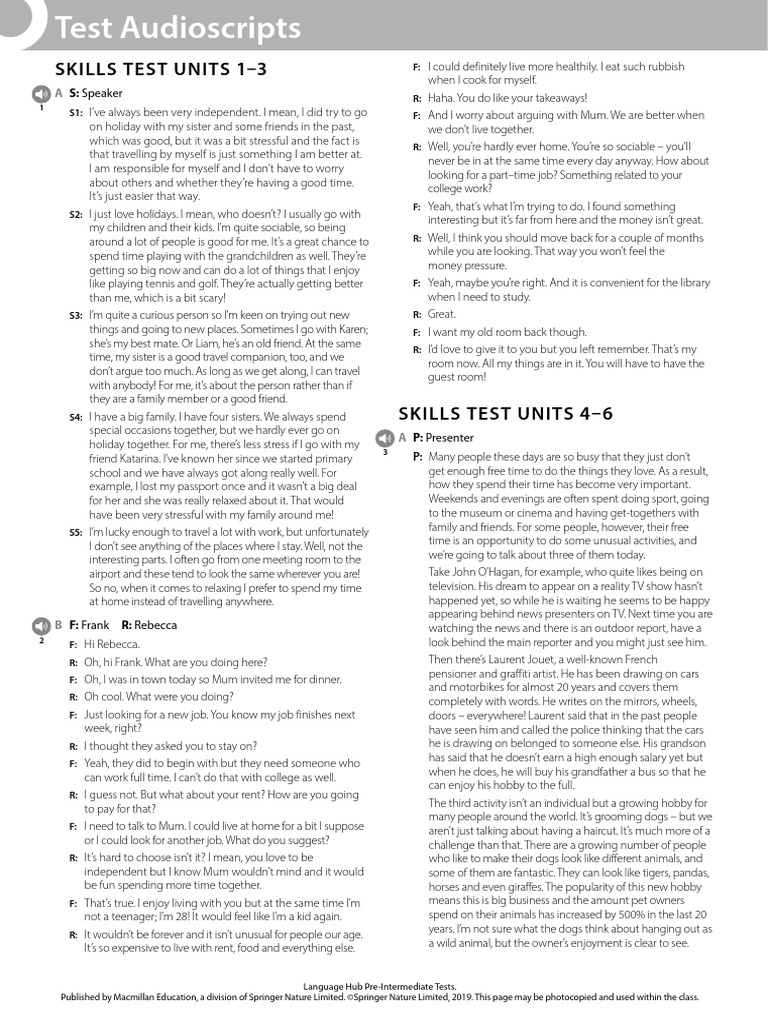 LH Pre Tests Audioscript | PDF | Wassily Kandinsky