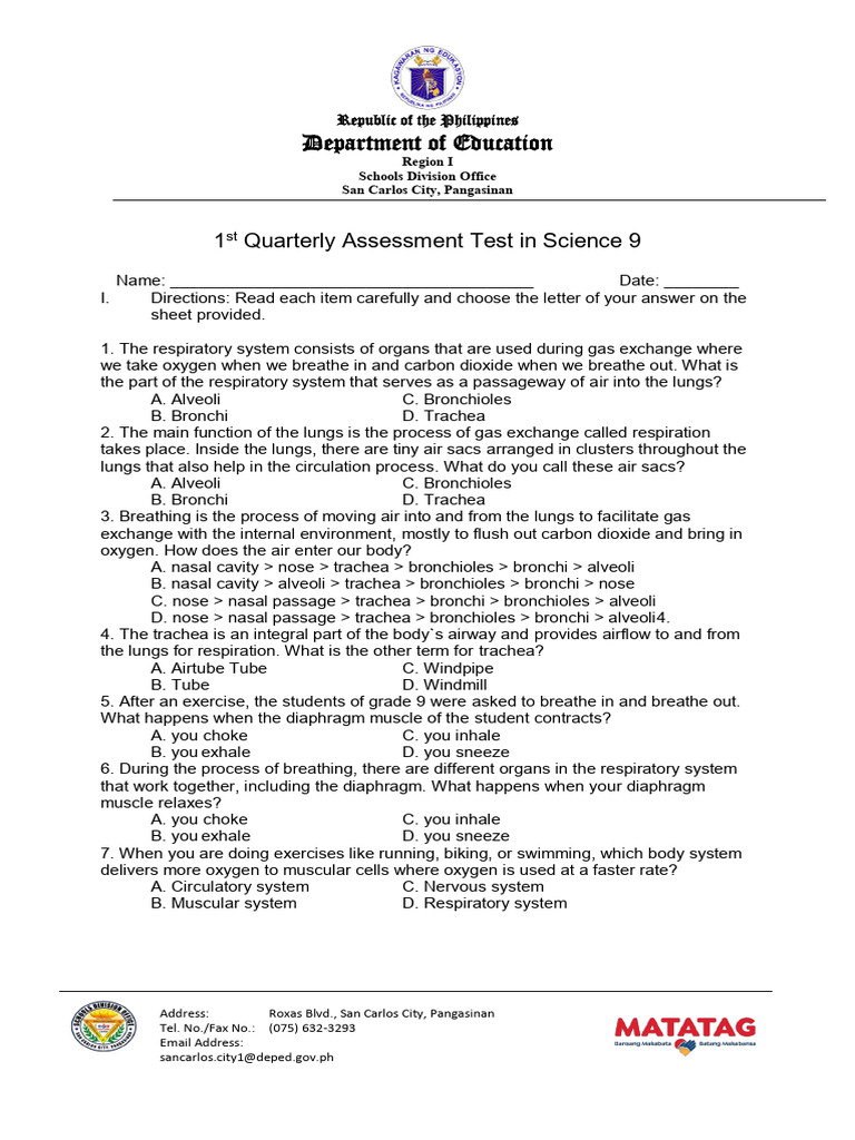 Validated-SCIENCE-9-TQs 1st Quarter | PDF | Cellular Respiration ...