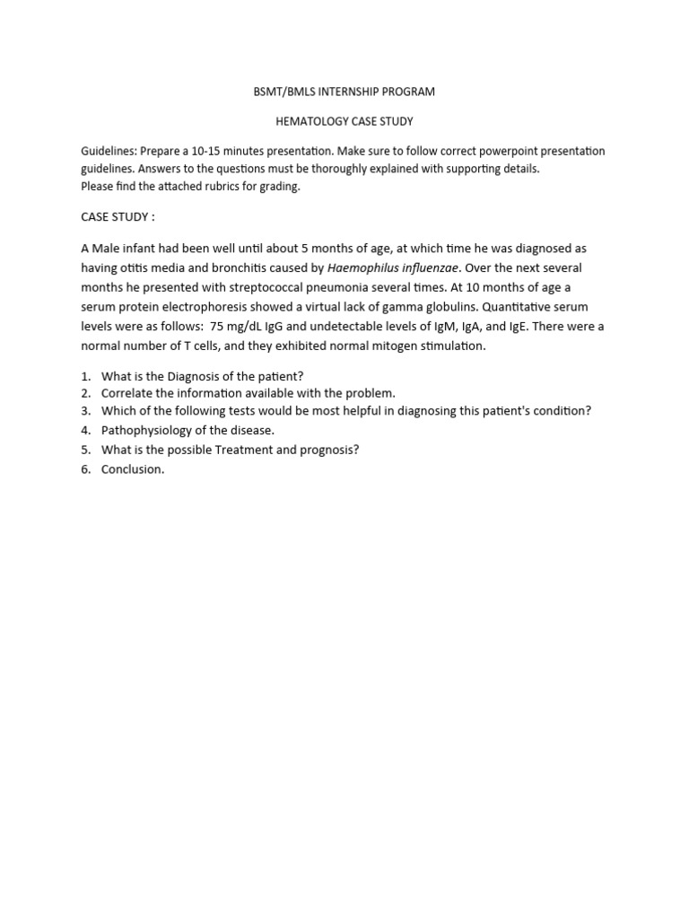 Hematology Case Study Guidelines | PDF | Self-Improvement | Science ...