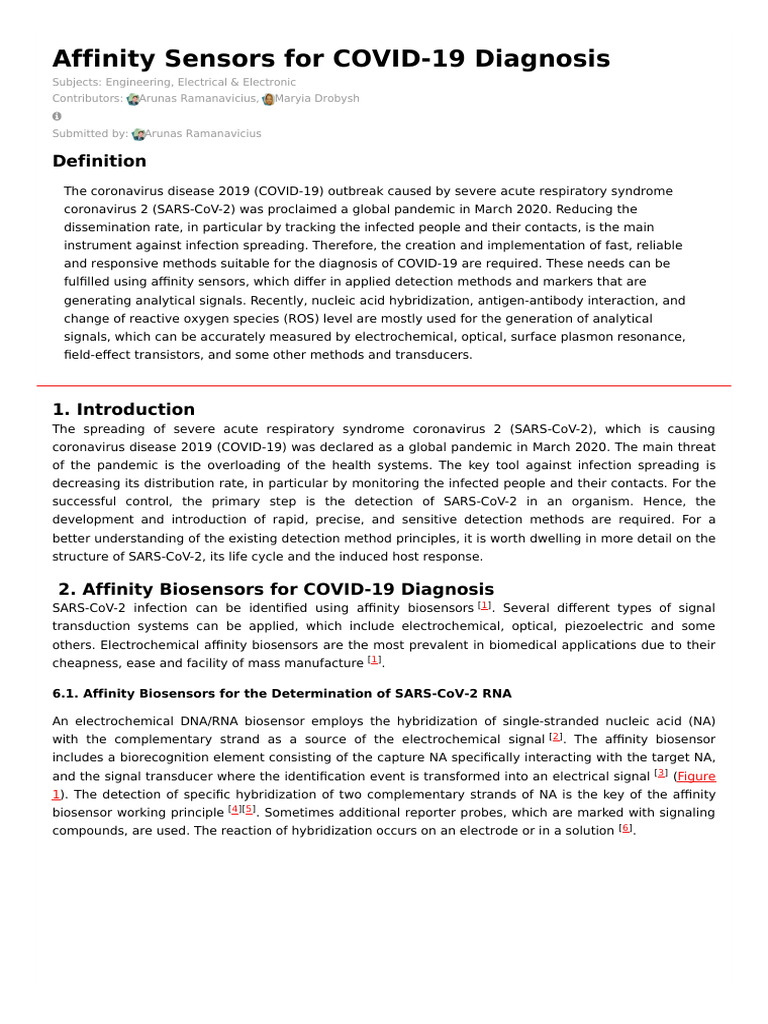 Affinity Sensors For COVID-19 Diagnosis | PDF | Biosensor | Surface ...