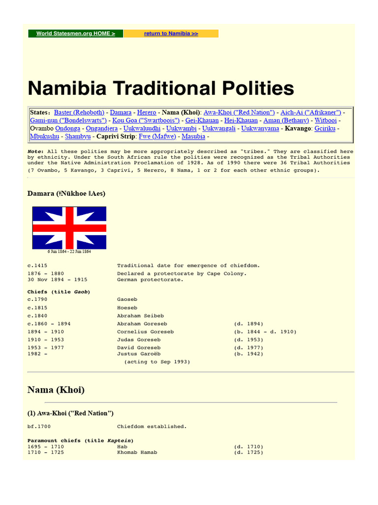 Namibia's Traditional Polities Overview | PDF | Namibia | Southern Africa